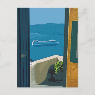 Santorini, Griekenland cruiseschip Briefkaart