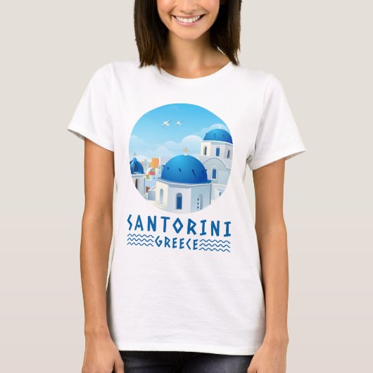 Santorini, Griekenland Dames Wit T-shirt (Voorkant)