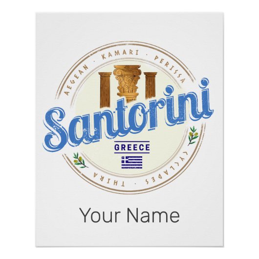 Santorini Griekenland  Egeïsche Cycladen Perfect Poster (Voorkant)