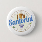 Santorini Griekenland Egeïsche Cycladen Ronde Button 5,7 Cm (Voorkant)