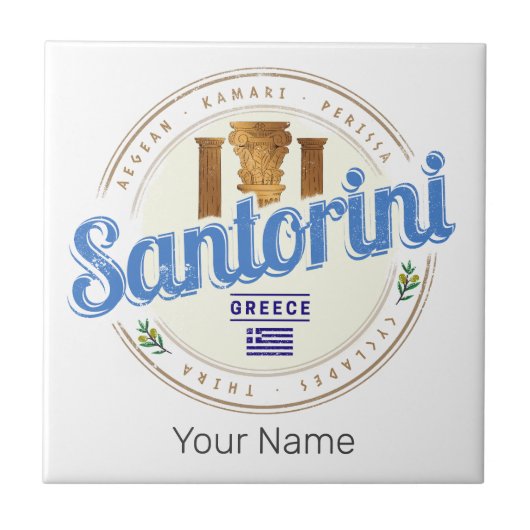 Santorini Griekenland  Egeïsche Cycladen Tegeltje (Voorkant)