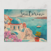 Santorini Griekenland Eiland Waterverf Reizen Souv Briefkaart (Voorkant)