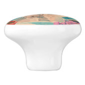 Santorini Griekenland Eiland Waterverf Reizen Souv Keramische Knop (Zijkant)