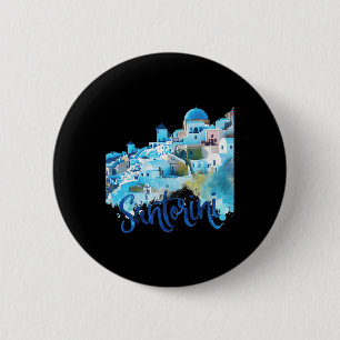 Santorini Griekenland Eiland Waterverf Souvenir Sc Ronde Button 5,7 Cm