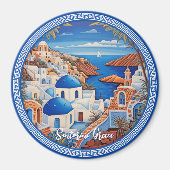 Santorini Griekenland Eiland Zee schilderij | Reis Magneet (Voorkant)