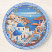 Santorini Griekenland Eiland Zee schilderij | Reis Zandsteen Onderzetter (Voorkant)