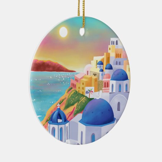 Santorini Griekenland Europa Kunst Bestemming Reiz Keramisch Ornament (Rechts)