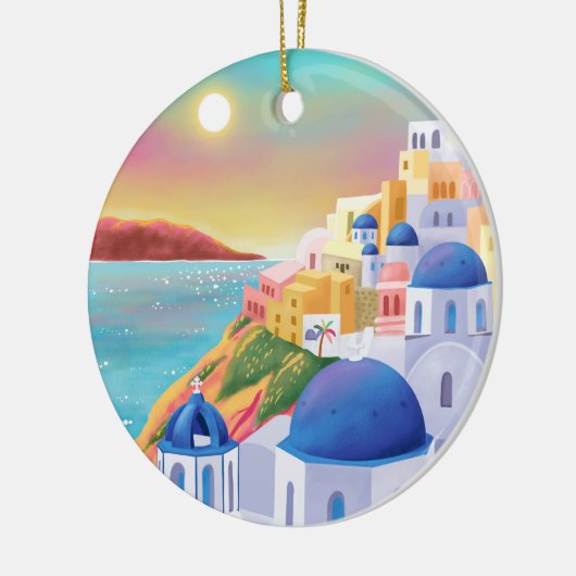 Santorini Griekenland Europa Kunst Bestemming Reiz Keramisch Ornament (Links)