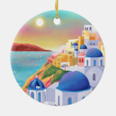 Santorini Griekenland Europa Kunst Bestemming Reiz Keramisch Ornament (Achterkant)