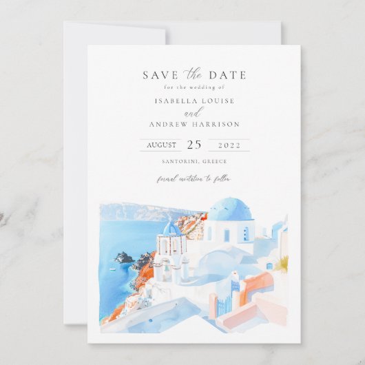 Santorini Griekenland Foto Sla de datum op Kaart (Voorkant)