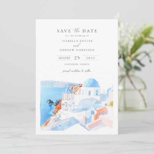 Santorini Griekenland Foto Sla de datum op Kaart (Staand voorkant)