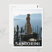 Santorini Griekenland Godin Beeld in Cafe Briefkaart (Voorkant / Achterkant)