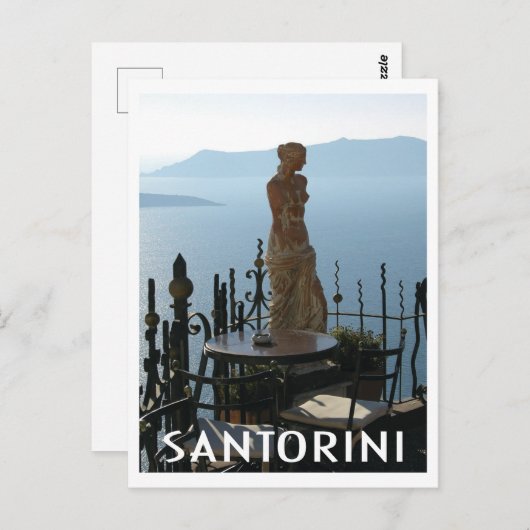 Santorini Griekenland Godin Beeld in Cafe Briefkaart (Voorkant / Achterkant)