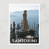 Santorini Griekenland Godin Beeld in Cafe Briefkaart (Voorkant)