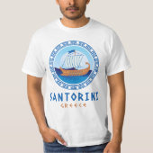 Santorini, Griekenland Grieks scheepsontwerp Manne T-shirt (Voorkant)