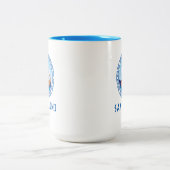 Santorini, Griekenland Grieks scheepsontwerp Tweekleurige Koffiemok (Center)