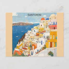 Santorini Griekenland Grieks Waterverf Reizen Briefkaart