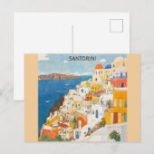 Santorini Griekenland Grieks Waterverf Reizen Briefkaart (Voorkant / Achterkant)