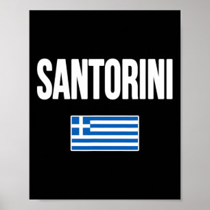 Santorini Griekenland Griekse Vlag Souvenir Vakant Poster