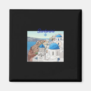 Santorini Griekenland Griekse Vlag Vakantie Kunst Magneet