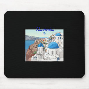 Santorini Griekenland Griekse Vlag Vakantie Kunst Muismat
