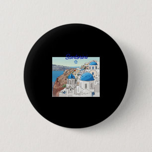 Santorini Griekenland Griekse Vlag Vakantie Kunst Ronde Button 5,7 Cm