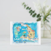 Santorini Griekenland heeft kaart geïllustreerd me (Staand voorkant)
