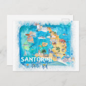 Santorini Griekenland heeft kaart geïllustreerd me (Voorkant / Achterkant)