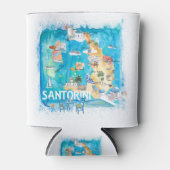 Santorini Griekenland heeft kaart geïllustreerd me Blikjeskoeler (Voorkant)