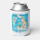 Santorini Griekenland heeft kaart geïllustreerd me Blikjeskoeler (Blikje Achterkant)