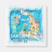 Santorini Griekenland heeft kaart geïllustreerd me Magneet (Voorkant)
