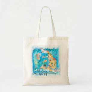 Santorini Griekenland heeft kaart geïllustreerd me Tote Bag