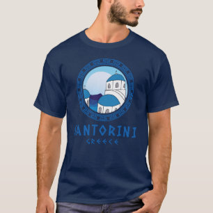 Santorini, Griekenland Heren Marineblauw T-shirt