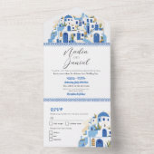 Santorini Griekenland Huwelijk Grieks Uitnodiging  (Binnen)