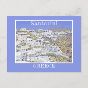 Santorini, Griekenland/iconische witte gebouwen Briefkaart
