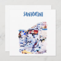 Santorini Griekenland Illustratie Waterverf
