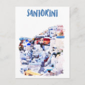 Santorini Griekenland Illustratie Waterverf Briefkaart (Voorkant)
