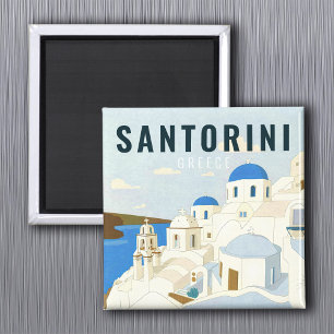 Santorini Griekenland Island Vintage Travel Souven Magneet