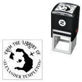 Santorini Griekenland Kaart Vliegtuig Ronde Biblio Zelfinktende Stempel (In situ)