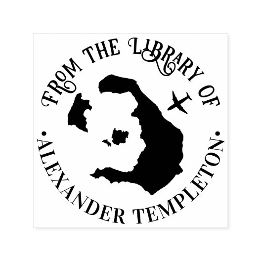 Santorini Griekenland Kaart Vliegtuig Ronde Biblio Zelfinktende Stempel (Design)