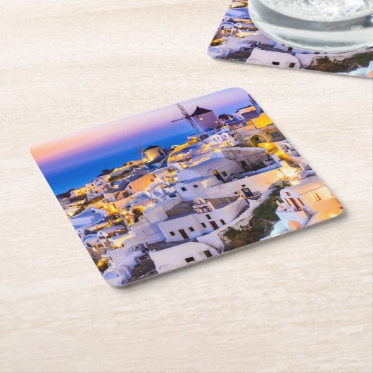 Santorini Griekenland Kartonnen Onderzetters (Schuin)