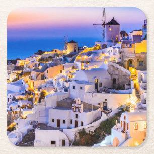 Santorini Griekenland Kartonnen Onderzetters