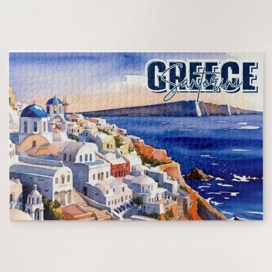 Santorini Griekenland Keepsake Waterverf Puzzel (Horizontaal)