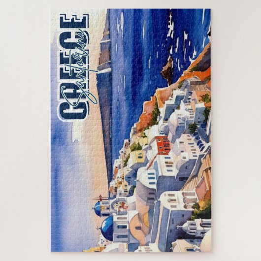 Santorini Griekenland Keepsake Waterverf Puzzel Legpuzzel (Verticaal)