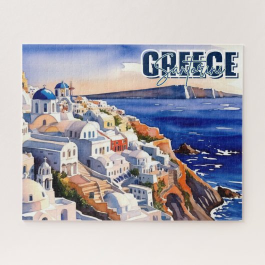 Santorini Griekenland Keepsake Waterverf Puzzel Legpuzzel (Horizontaal)
