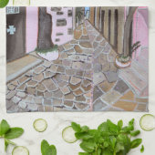 Santorini, Griekenland keukenhanddoek (Gevouwen)