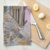 Santorini, Griekenland keukenhanddoek (Quarter Fold)