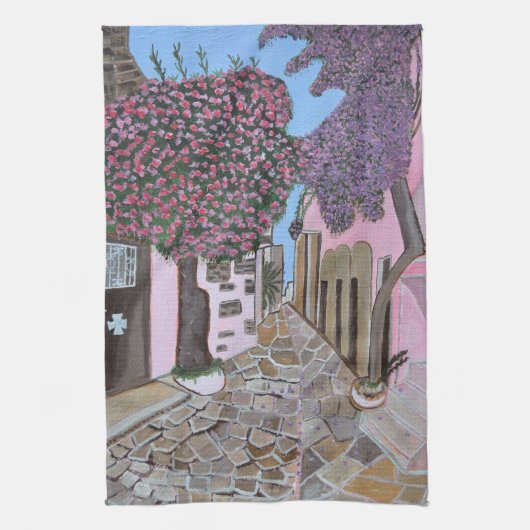 Santorini, Griekenland keukenhanddoek (Verticaal)