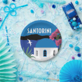 Santorini Griekenland kleurrijke illustratie Papieren Bordje (Feest)
