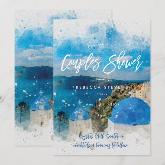 Santorini Griekenland koppelt een doucheuitnodigin Kaart (Voorkant / Achterkant)